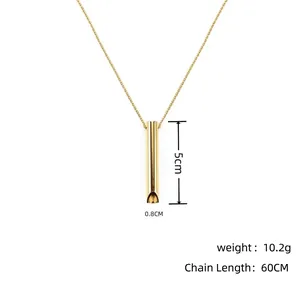 Gold titanium steel whistle necklace for anxiety relief with 60cm chain.