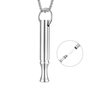 Collier respiratoire en acier inoxydable argenté pour le soulagement du stress