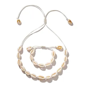 Set di gioielli boho con collana e braccialetto di conchiglie per vacanze al mare