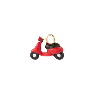 Pendentif breloque scooter vintage rouge plaqué or 18 carats pour bijoux DIY