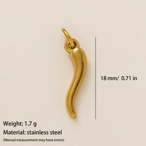 Ciondolo cornicello portafortuna minimalista in acciaio inossidabile dorato, 18 mm