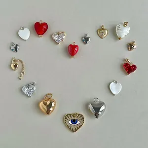 Assorted stainless steel heart and evil eye charms for DIY jewelry making and necklaces