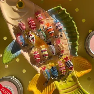 Summer Ocean Style Small Fish DIY Pendant Necklace Colored Beaded Fish Charm Jewelry For Women Men Gift Handmade Accessory