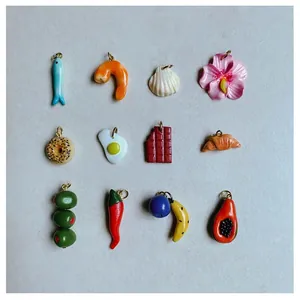 Vibrant assorted dopamine charms set featuring fish flower and food miniature pendants