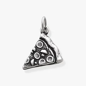 Antique silver style retro pizza slice charm pendant for DIY handmade jewelry crafts