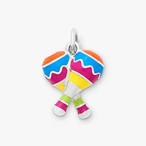Vibrant colorful enameled maracas charm pendant in titanium steel for festive DIY jewelry