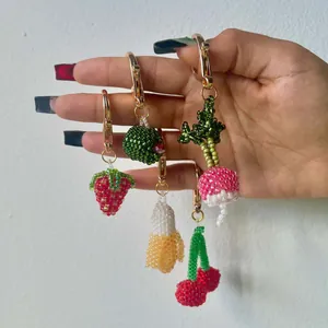 Legierung Obst Gemüse Anhänger Für DIY Schmuckherstellung Bunte Perlen Charms 18K Vergoldet Halskette Zubehör Für Damen