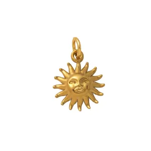 Ciondolo sole in acciaio inossidabile dorato con viso per creazione gioielli fai da te