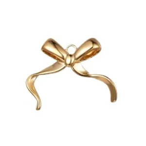 Pendentif nœud minimaliste en acier inoxydable doré avec un design élégant et fluide.