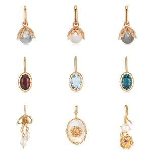 Stainless Steel Colored Birthstone Rhinestone Flower Artificial Pearl Bow Necklace Pendant For Women Daily Jewelry