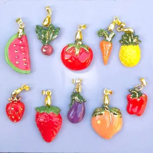 Edelstahl Obst Gemüse Anhänger Halskette Emaille Tropföl Wassermelone Erdbeere Kürbis Ananas Anhänger Damen DIY Schmuck