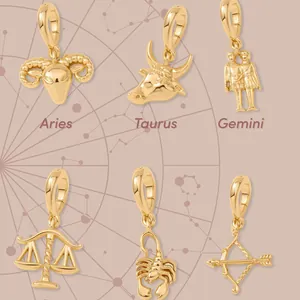 Exquisite 18k gold plated stainless steel zodiac sign charms for DIY jewelry making.