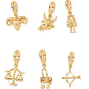 Gold stainless steel zodiac sign pendants set for DIY jewelry making in 18k finish