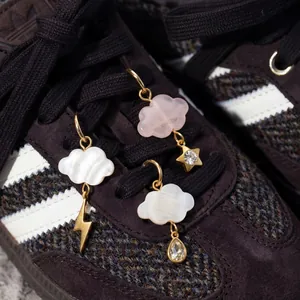 Stainless Steel Cloud Geometric DIY Pendant Shoe Buckle 18K Gold Plated Rhinestone Artificial Pearl Jewelry Accessories