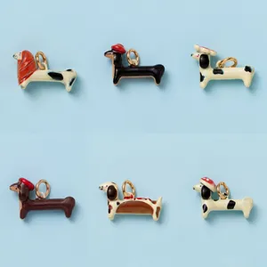 Bassotto Pendenti in Smalto Per Creazione Gioielli Fai-da-te Cucciolo Ciondoli Accessori per Scarpe e Borse Chiusura a Moschettone Anelli O-Ring Strumenti Regalo