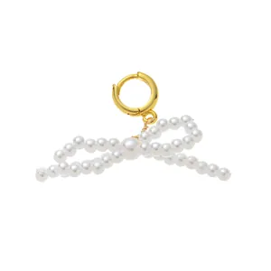 Elegante ciondolo a fiocco di perle con cerchio dorato per accessori moda fai-da-te e fai