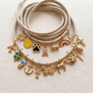 Edelstahl Bunte Emaille Charms Für Schmuckherstellung DIY Armband Halskette Anhänger Schmetterling Stern Kreuz Flugzeug Rugby Lächeln Zubehör