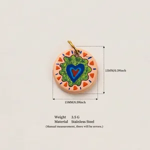 Détail d'un pendentif cœur en acier inoxydable de 15 mm avec dimensions
