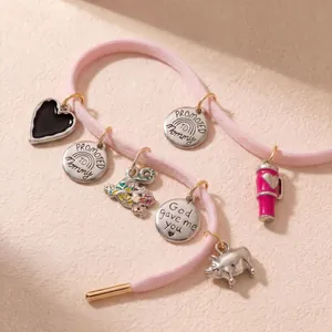 Charms de Joyería de Acero Inoxidable DIY Colgante de Copa Rosa Cerdo Corazón para Cadena de Auriculares Llavero Accesorios Joyería Mujer