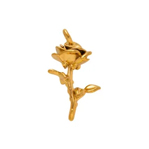 Strukturierter goldener Rosenanhänger aus Edelstahl für kreative DIY-Schuhdekorationen