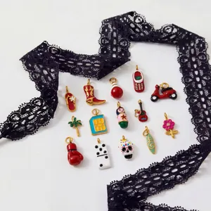 Bréloques Bricolage en Acier Inoxydable Plaqué Or 18K Émail Articles du Quotidien Pendentif pour Boucle de Chaussure
