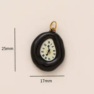 Detailed close-up view of melting clock pendant showing 25mm height and 17mm width