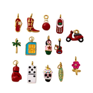Collection de pendentifs DIY de formes variées, charms en acier inoxydable plaqué or 18k
