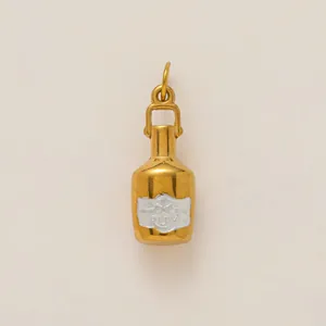 Pendentif breloque bouteille de RUM en acier inoxydable plaqué or 18 carats pour bijoux