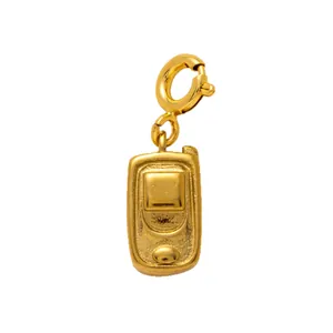 Pendentif breloque téléphone portable vintage plaqué or 18 carats pour bijoux DIY
