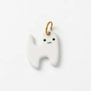 Pendentif chat blanc mignon avec anneau plaqué or 18k pour la création de bijoux DIY