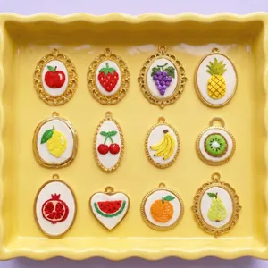 Fashion Fruit Embroidery Pendant Stainless Steel Gold Plated Strawberry Apple Grape Necklace For Women Jewelry Accessories