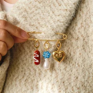 18K Gold Plated Copper Pendants Charms DIY Flower Heart Croissant Baseball Cloud Evil Eye Enamel Jewelry Making Findings
