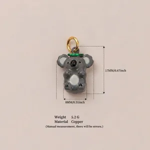 Detailed size and material specifications for a cute grey koala enamel charm pendant.