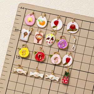 Assorted colorful enamel food candy and flower charms for creative DIY jewelry making