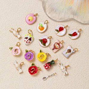 Diverse collection of colorful 18K gold plated enamel charms for DIY jewelry making