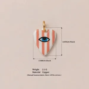 Heart shaped striped evil eye pendant 15x11mm copper material weight 2.1g size details