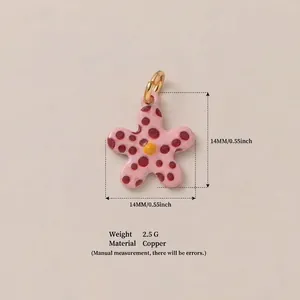 Detailed size and weight specifications for pink floral copper pendant