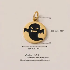 Detailed dimensions and weight of this stainless steel Halloween ghost pendant with 18K gold finish
