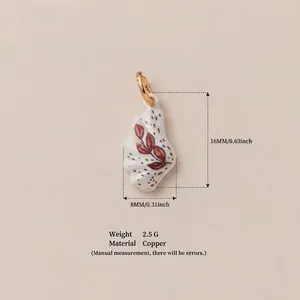 Detailed view of a botanical pattern copper pendant with dimension and weight info.