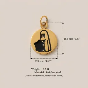 18K gold plated stainless steel ghost charm pendant for DIY Halloween jewelry making