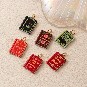 Vintage Copper Enamel Magic Book Pendant Book Lover Romantasy Enemies To Lovers Pendant Necklace Jewelry Gift For Women