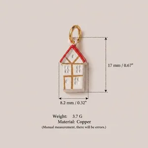 Détail du charm maison en cuivre avec dimensions : 17 mm de hauteur et 3,7 g