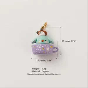 Détail du charme DIY animal de dessin animé en tasse, hauteur 19mm et largeur 17,5mm