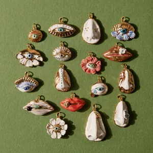 Abstrakter Surrealismus Menschliche Anatomie Anhänger Kupfer Emaille Augen Lippen Nase Charms Für DIY Halskette Mode Schmuck Damen Accessoires
