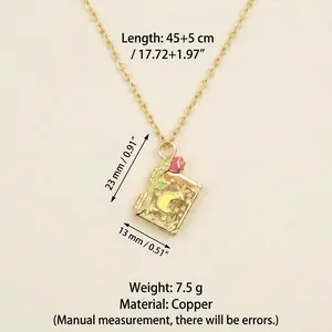 Collar de relicario de libro vintage dorado con diseño de luna estrella rosa, cobre