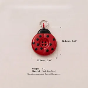 Leuke lieveheersbeestje hanger van rood emaille gemaakt van 316 roestvrij staal