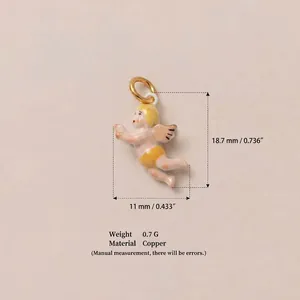 Vue détaillée du pendentif chérubin avec des dimensions précises de poids et taille