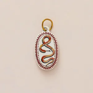 Vintage style oval pendant with snake design, 18k gold plated stainless steel accessory