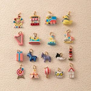 Colorful collection of amusement park and animal themed enamel DIY jewelry charms.