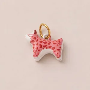 Roze luipaard hond hanger van 18K verguld roestvrij staal voor DIY sieraden maken
